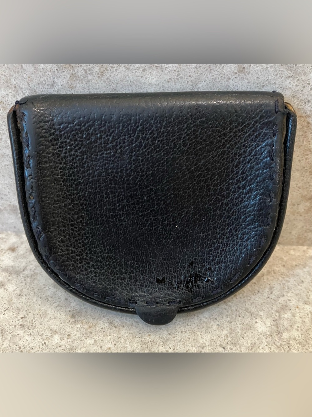 Vintage half moon Black Moroccan leather horseshoe coin purse